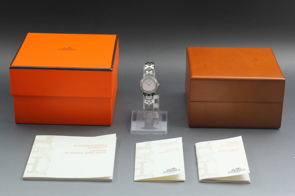 MINT HERMES Clipper Nakure CL4.230 Pink Quartz 24mm Ladies Watch