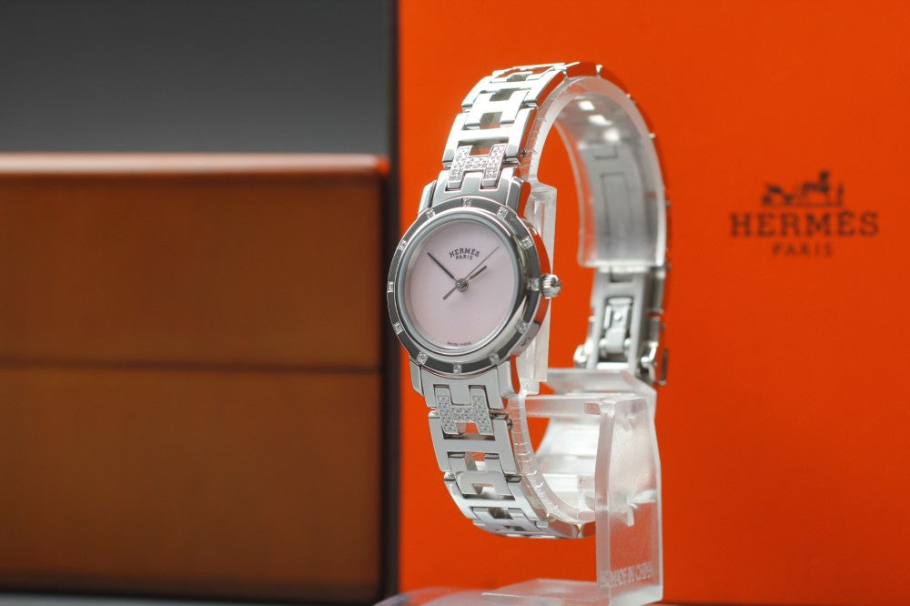 MINT HERMES Clipper Nakure CL4.230 Pink Quartz 24mm Ladies Watch
