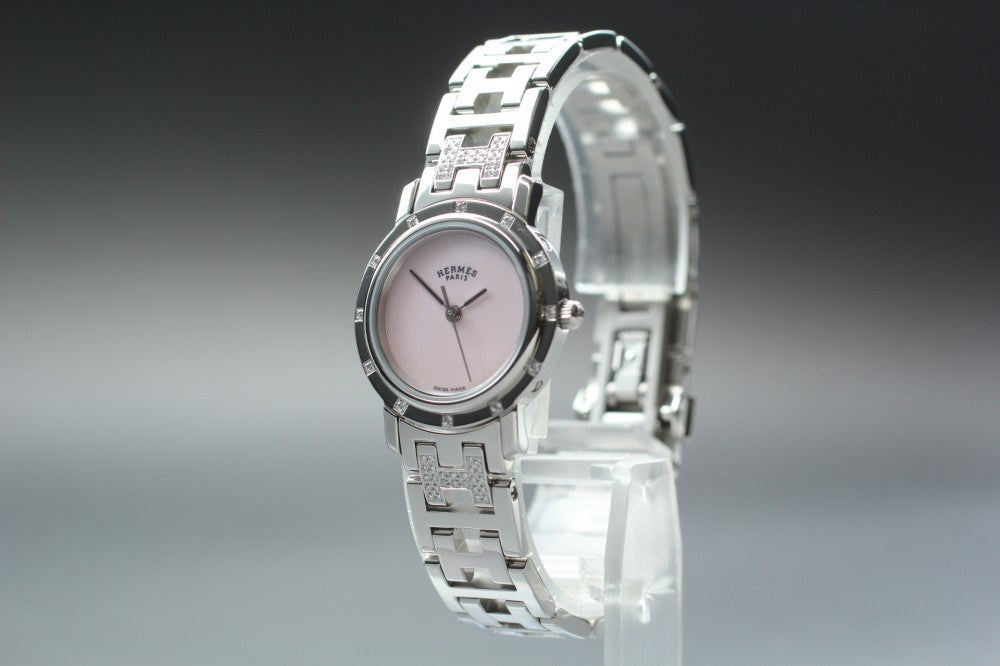 MINT HERMES Clipper Nakure CL4.230 Pink Quartz 24mm Ladies Watch
