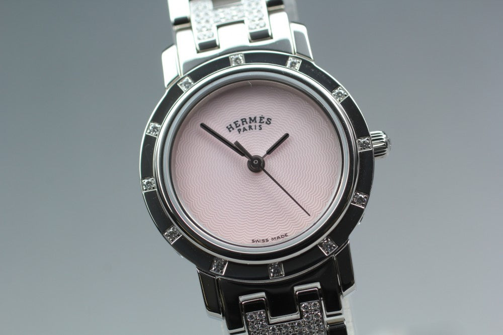 MINT HERMES Clipper Nakure CL4.230 Pink Quartz 24mm Ladies Watch