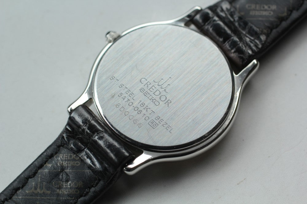 Near MINT SEIKO CREDOR 5A70-0610 Silver Quartz 22mm Ladies Watch 1993