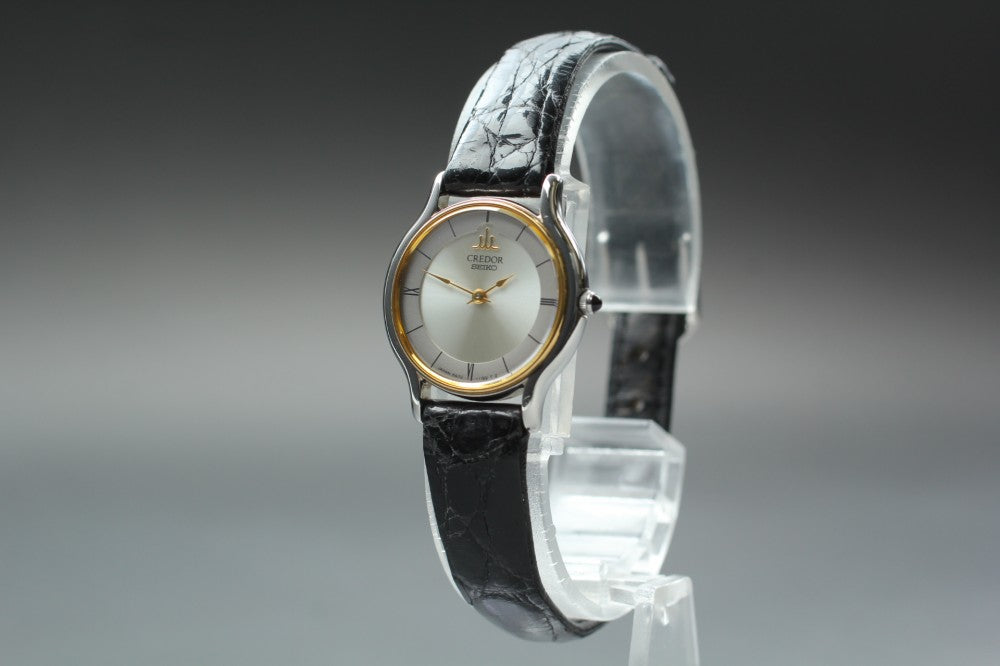 Near MINT SEIKO CREDOR 5A70-0610 Silver Quartz 22mm Ladies Watch 1993