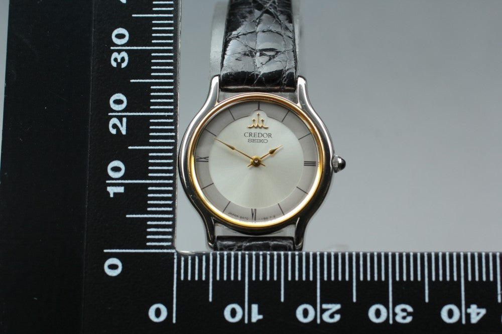 Near MINT SEIKO CREDOR 5A70-0610 Silver Quartz 22mm Ladies Watch 1993