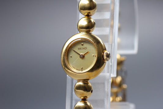 Vtg 1986 [Exc+4] SEIKO Tisse 1E20-0070 Gold Bracelet Quartz Ladies Watch JAPAN