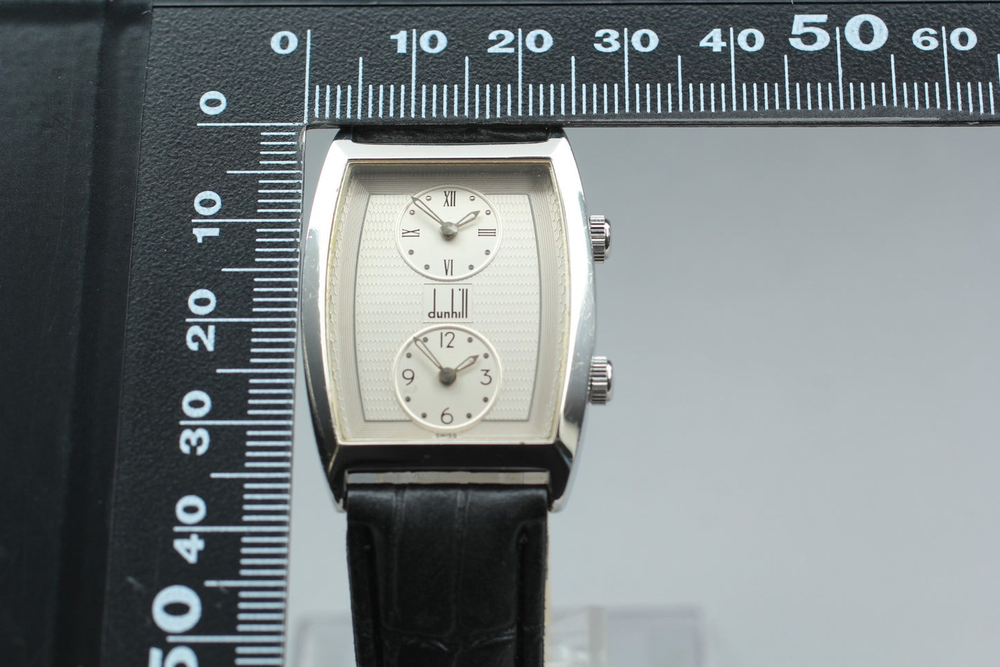 Near MINT DUNHILL City Scape Dual Time Square Quartz 27mm Men's Watch JAPAN