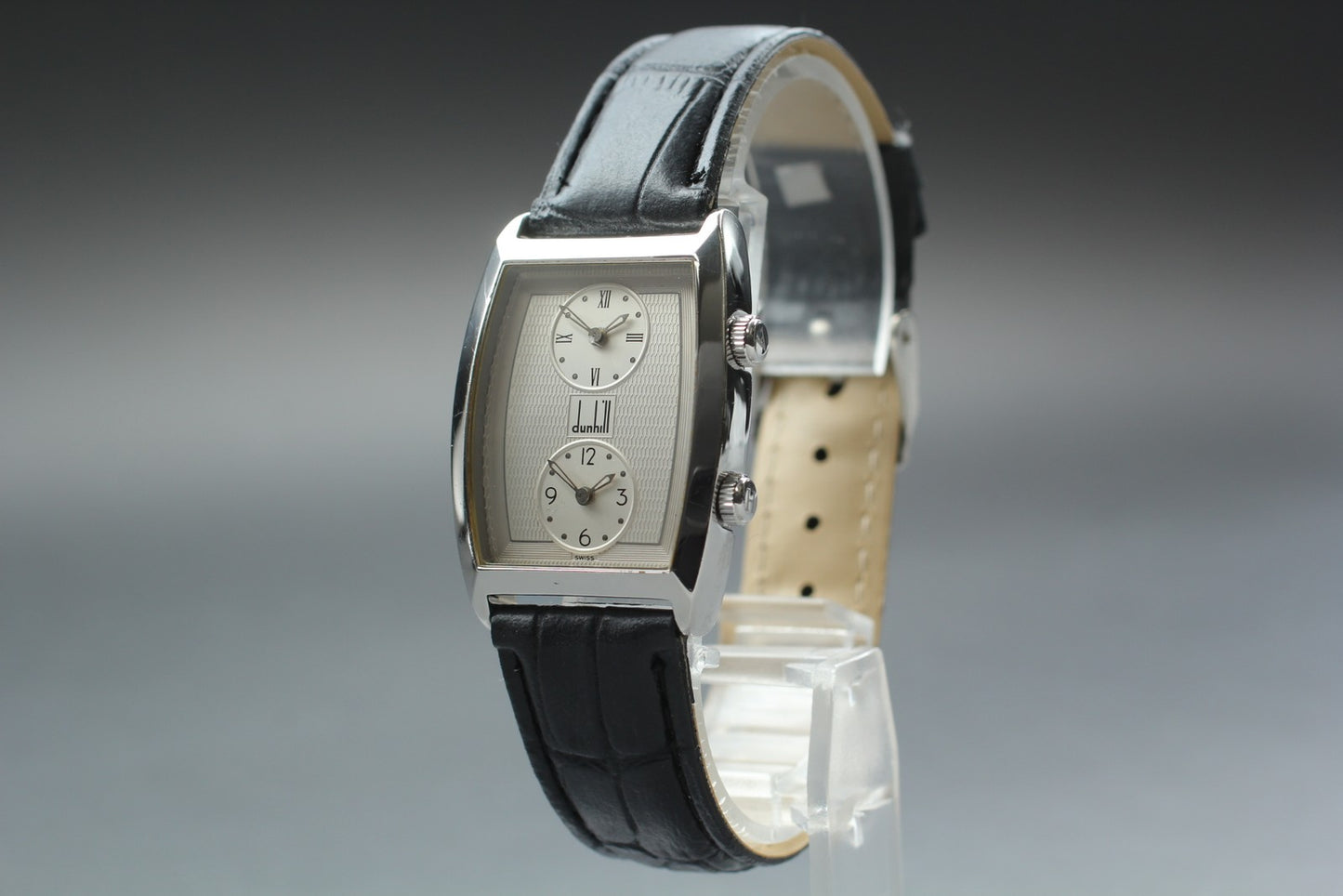 Near MINT DUNHILL City Scape Dual Time Square Quartz 27mm Men's Watch JAPAN