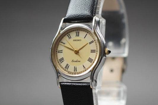 Vintage 1986 Near MINT SEIKO Exceline 1221-0160 Quartz 23mm Ladies Watch JAPAN