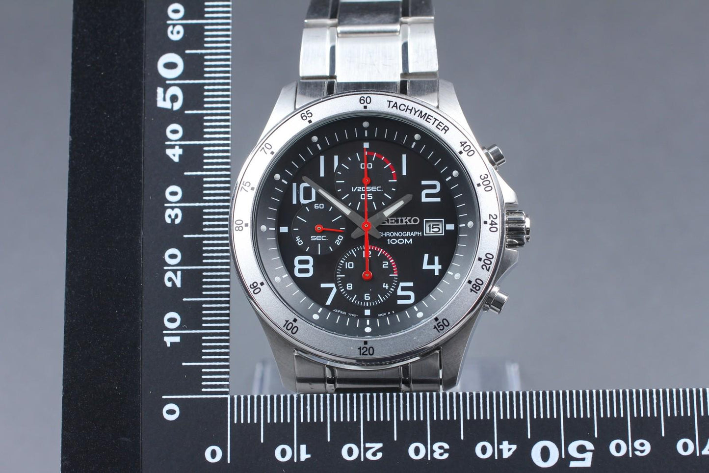 Exc+5 Seiko Chronograph 7T92-0KE0 100m Black Dial Quartz 44mm Men's Watch JAPAN