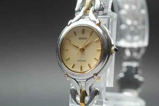 Vintage 1997 [Exc+5] SEIKO Exceline 4J41-0050 Bracelet Quartz Ladies Watch JAPAN