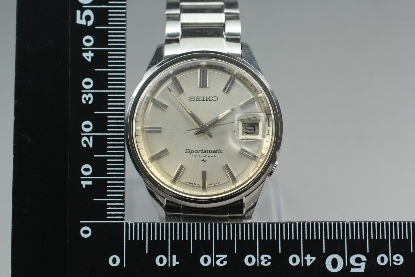1968 N MINT SEIKO Sportsmatic 7625-8263 Silver 17J Manual 36mm Men's Watch JAPAN