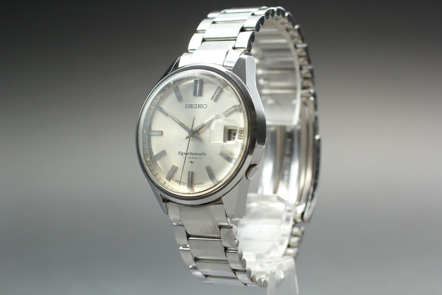1968 N MINT SEIKO Sportsmatic 7625-8263 Silver 17J Manual 36mm Men's Watch JAPAN