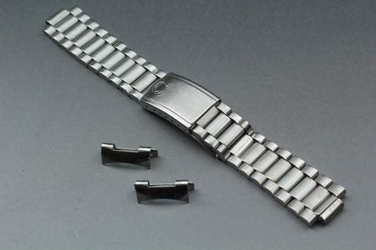 N MINT w/ End Link 167* OMEGA 1171 Silver Stainless Steel Men's Watch Bracelet