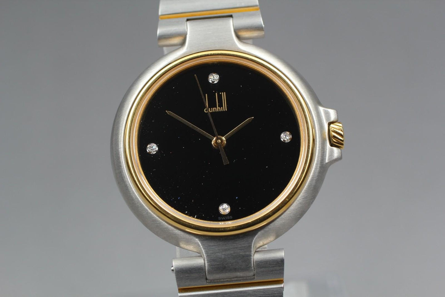 Near MINT Dunhill Millennium R00V 4P Diamond Black Quartz Ladies Watch JAPAN