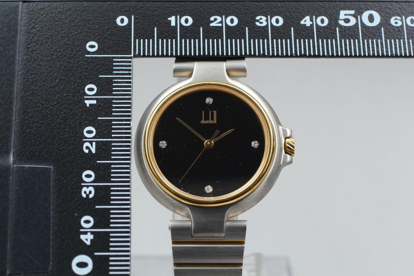 Near MINT Dunhill Millennium R00V 4P Diamond Black Quartz Ladies Watch JAPAN