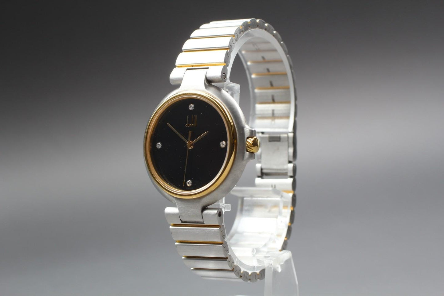 Near MINT Dunhill Millennium R00V 4P Diamond Black Quartz Ladies Watch JAPAN