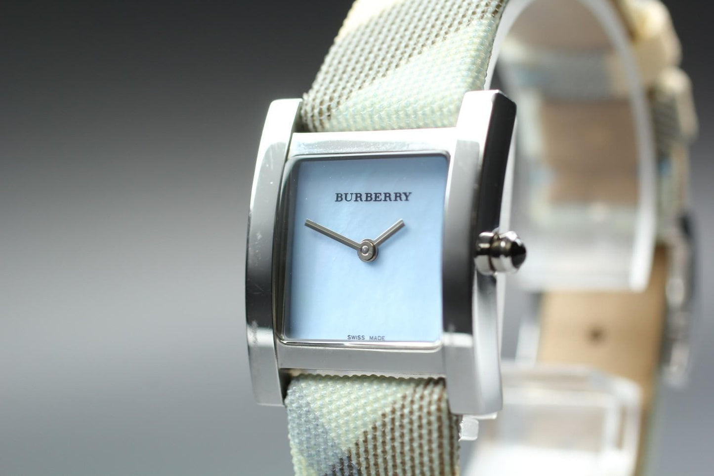Near MINT* Burberry BU4312 Blue MOP Dial Tank H Quartz Ladies Watch From JAPAN