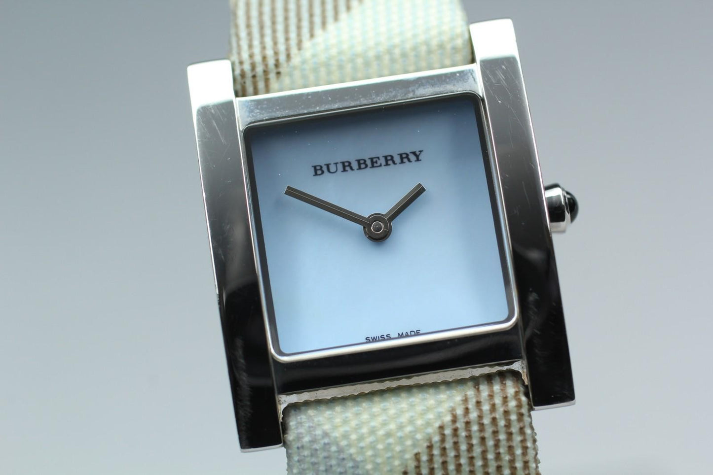 Near MINT* Burberry BU4312 Blue MOP Dial Tank H Quartz Ladies Watch From JAPAN