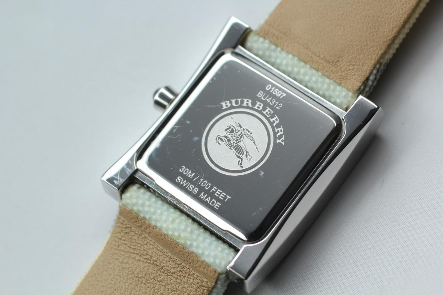 Near MINT* Burberry BU4312 Blue MOP Dial Tank H Quartz Ladies Watch From JAPAN