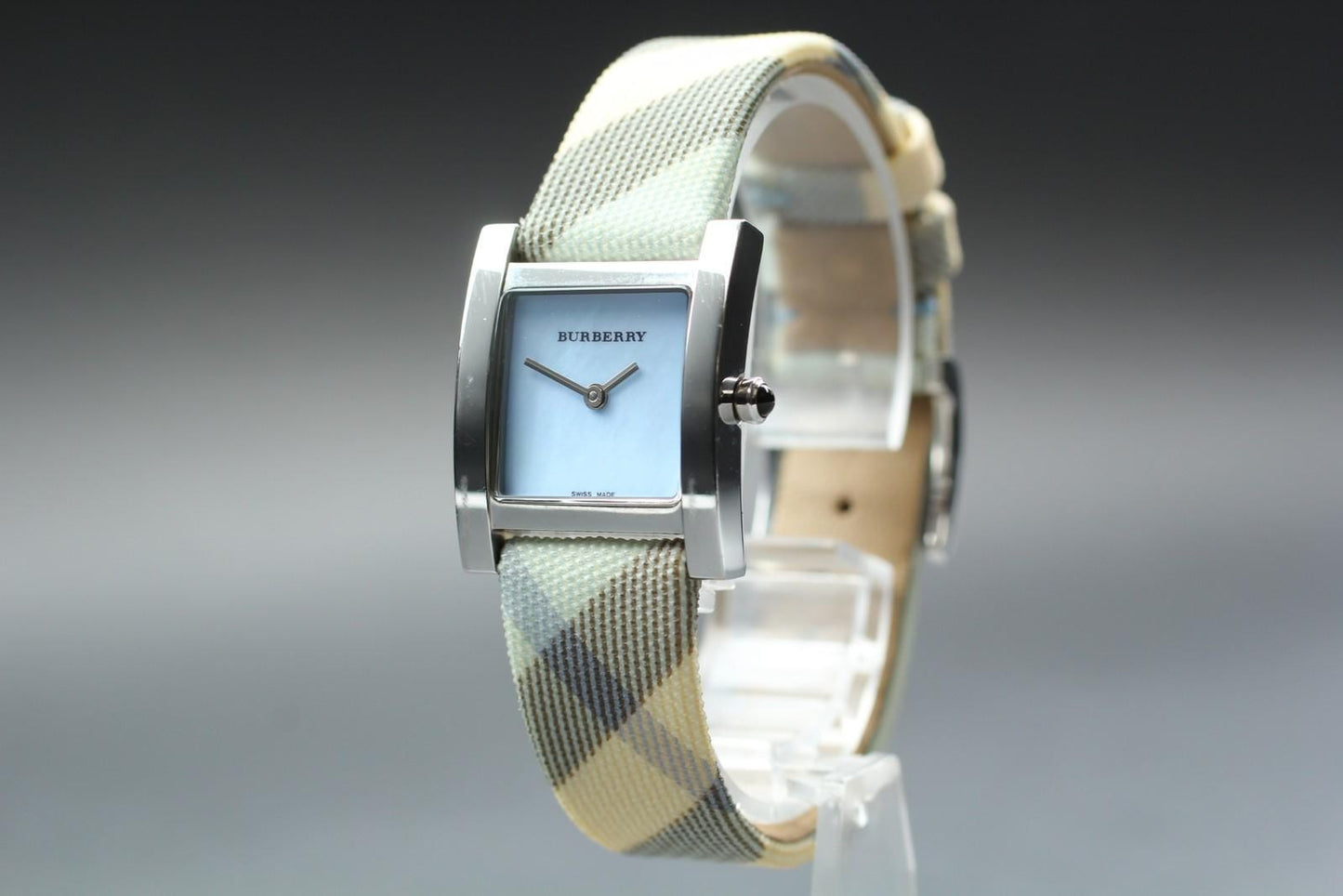 Near MINT* Burberry BU4312 Blue MOP Dial Tank H Quartz Ladies Watch From JAPAN