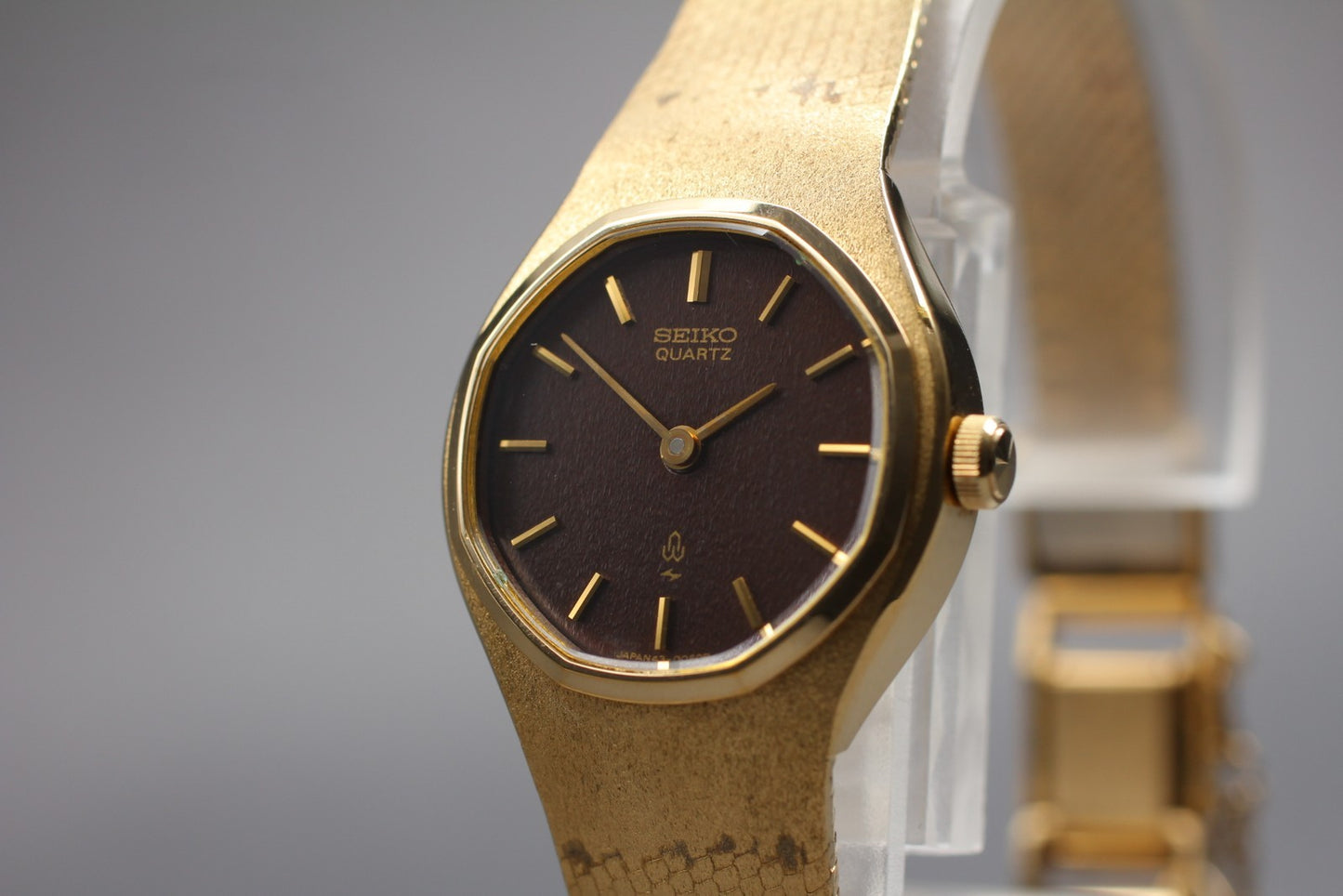 Vintage 1977 [NOS w/ Tag] SEIKO Bracelet 43-7000 Brown Quartz Ladies Watch JAPAN