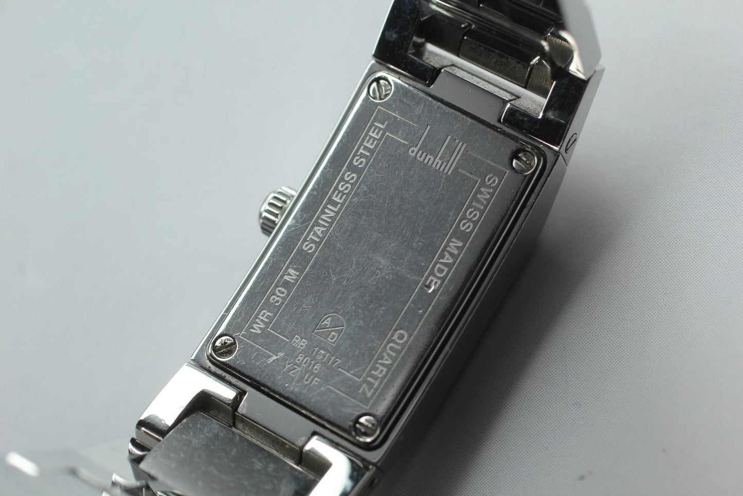 Exc+5* Dunhill Dunhillion 8016 MOP Blue Dial Rectangle Qz Ladies Watch JAPAN