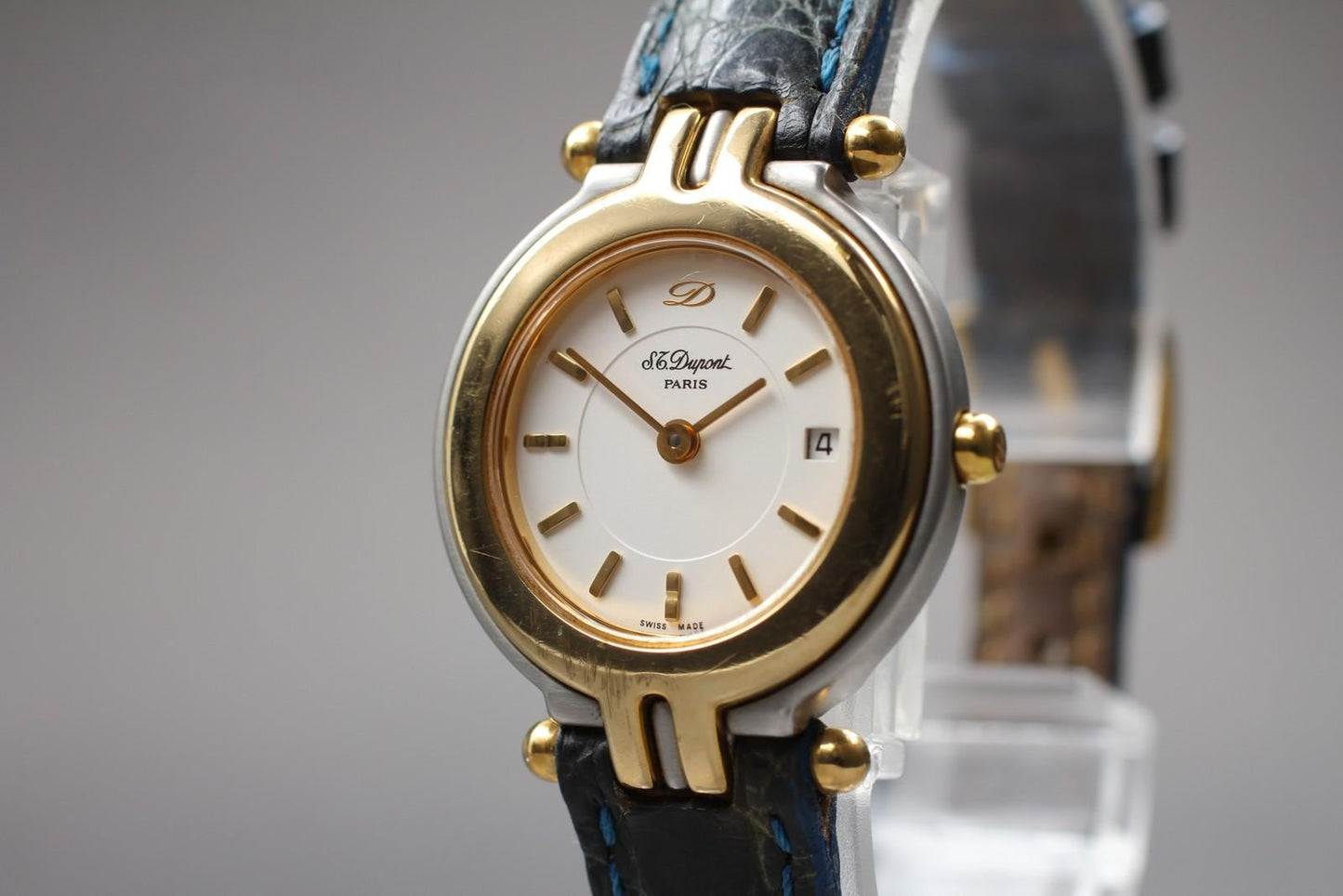 Near MINT w/ New Battery* S.T.Dupont 194.21 Gold 26mm Quartz Ladies Watch JAPAN
