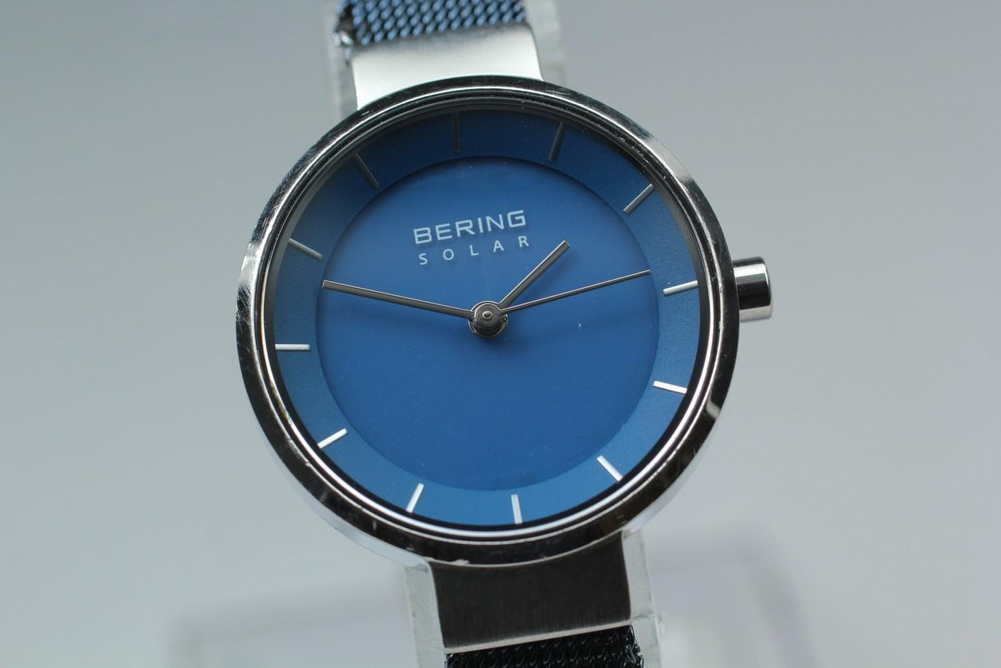 Near MINT BERING Solar 14627-307 Blue Dial 32mm Ladies Watch From JAPAN