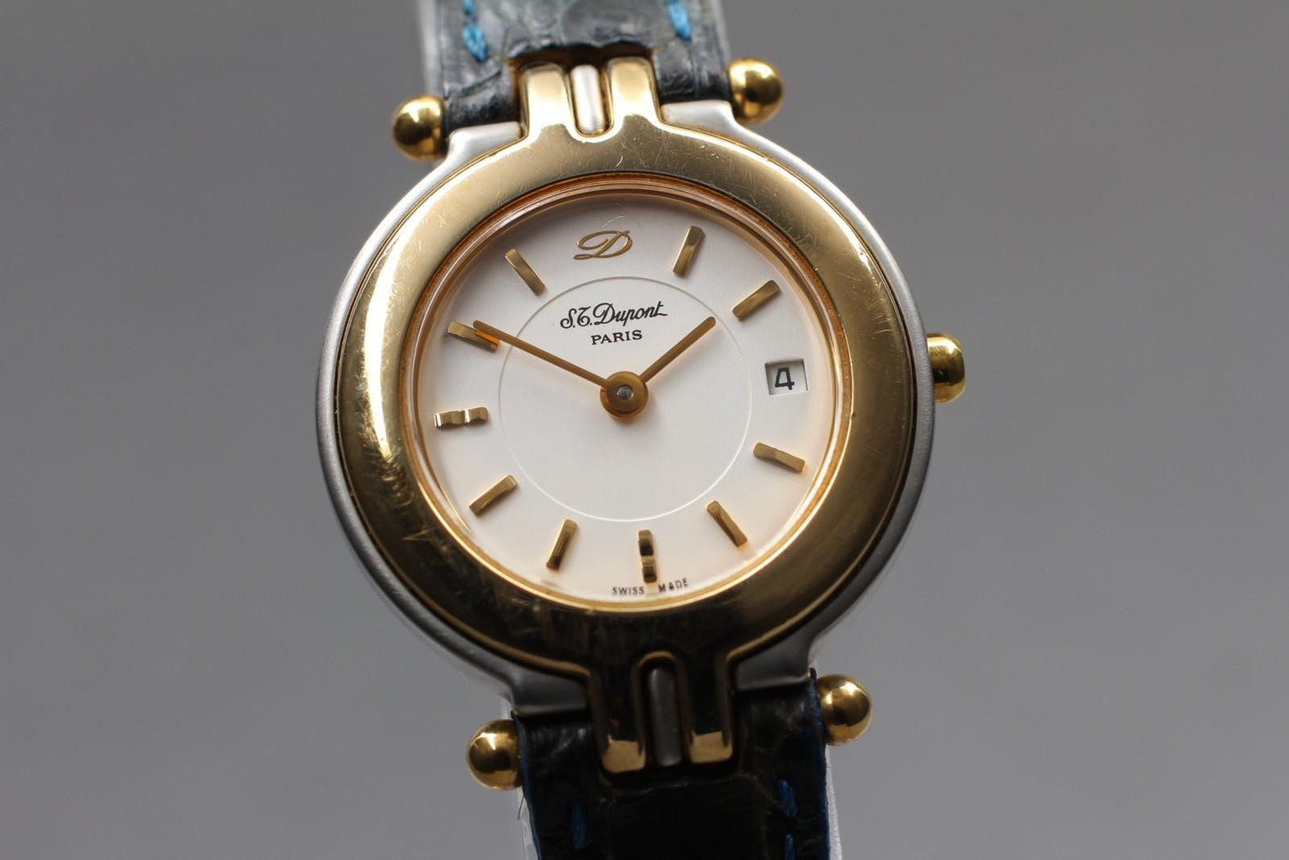 Near MINT w/ New Battery* S.T.Dupont 194.21 Gold 26mm Quartz Ladies Watch JAPAN