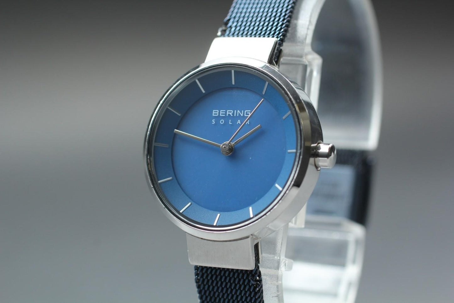 Near MINT BERING Solar 14627-307 Blue Dial 32mm Ladies Watch From JAPAN