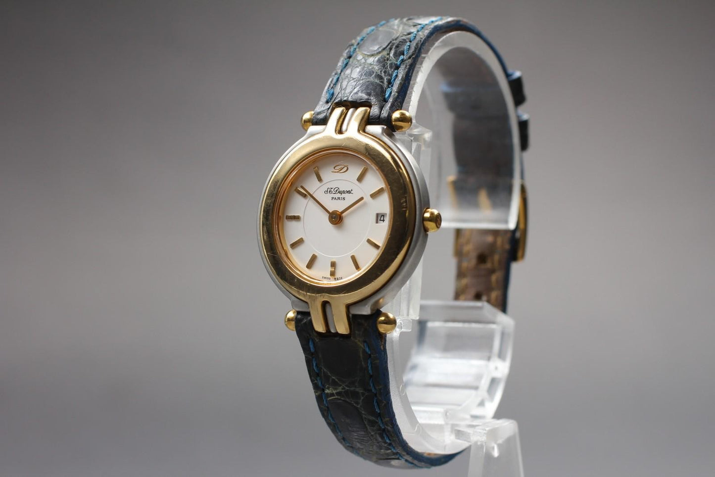 Near MINT w/ New Battery* S.T.Dupont 194.21 Gold 26mm Quartz Ladies Watch JAPAN