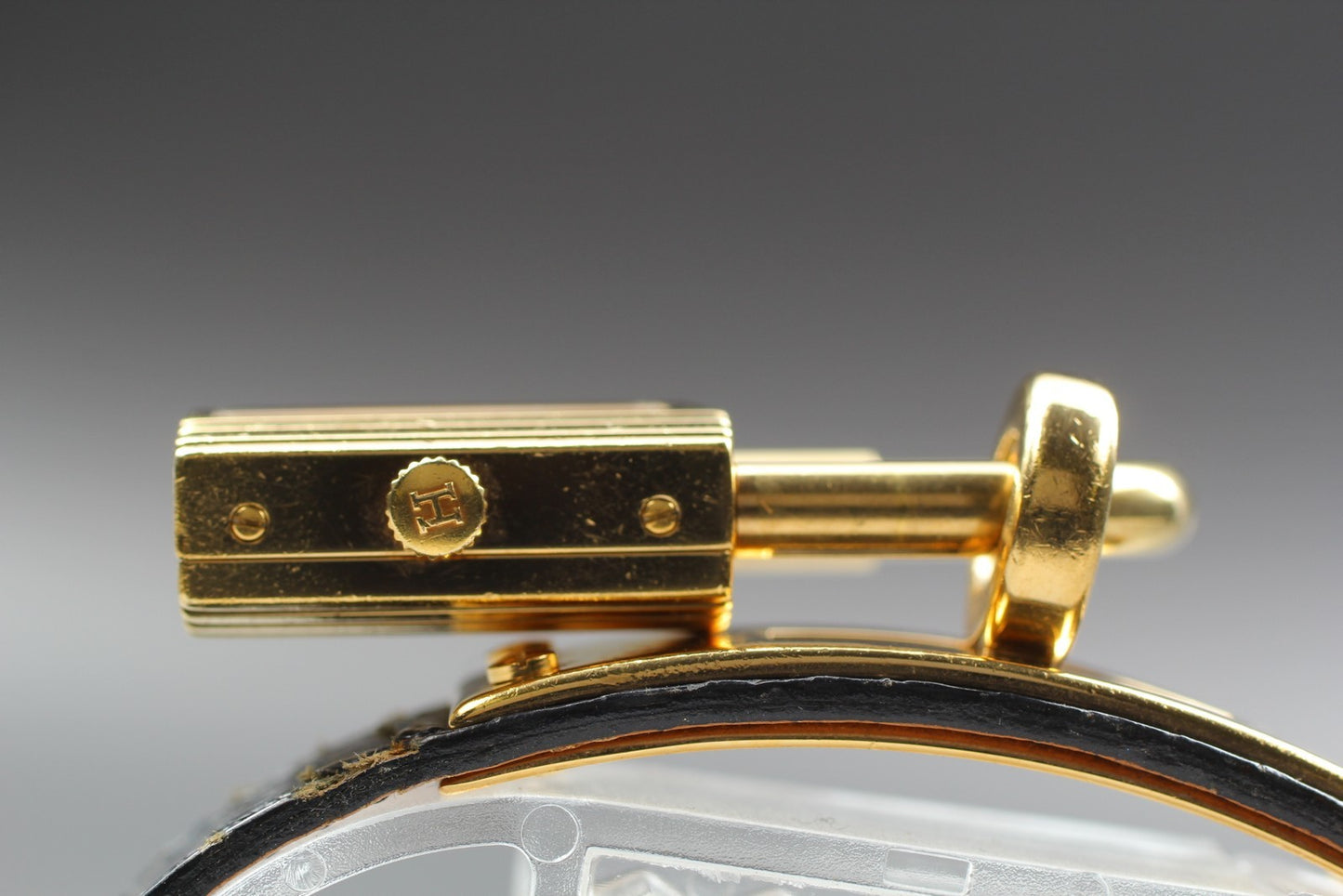 Exc+4* HERMES KE1.201 Black Dial Quartz 20mm Ladies Watch w/ Aged Strap JAPAN