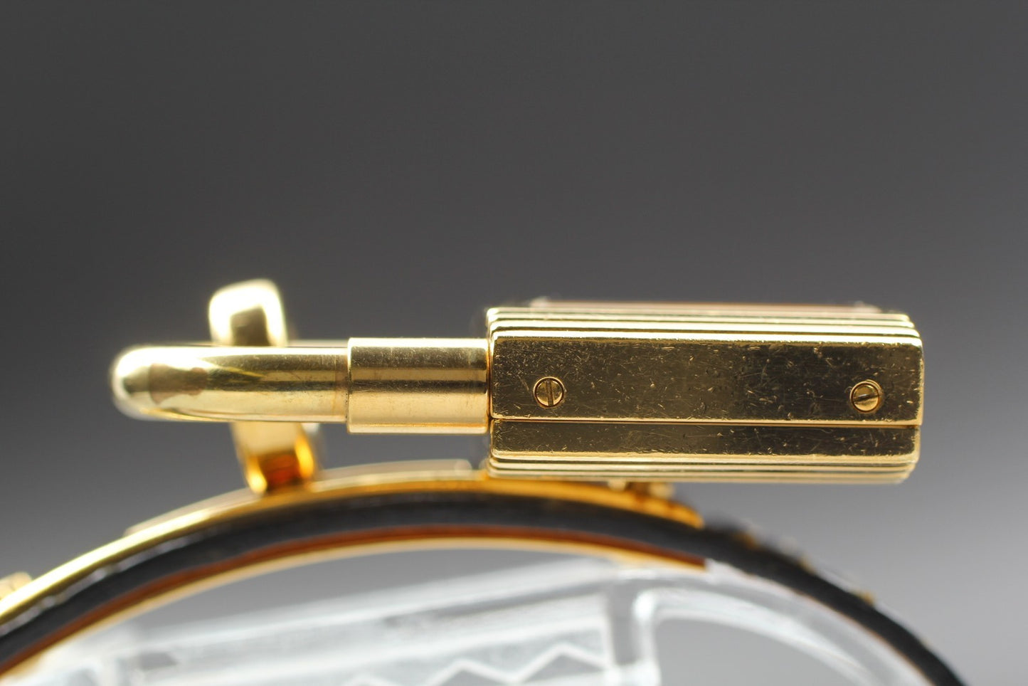 Exc+4* HERMES KE1.201 Black Dial Quartz 20mm Ladies Watch w/ Aged Strap JAPAN