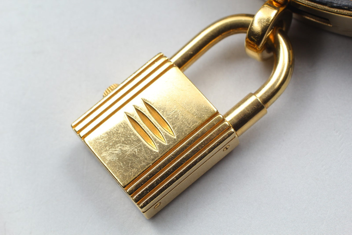 Exc+4* HERMES KE1.201 Black Dial Quartz 20mm Ladies Watch w/ Aged Strap JAPAN