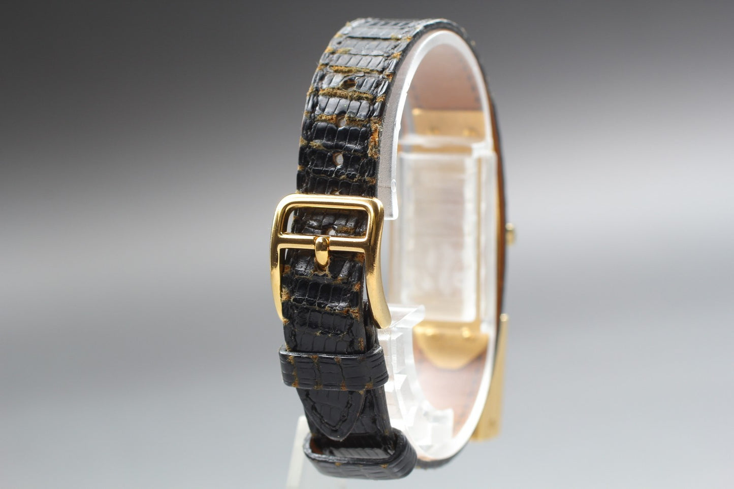 Exc+4* HERMES KE1.201 Black Dial Quartz 20mm Ladies Watch w/ Aged Strap JAPAN