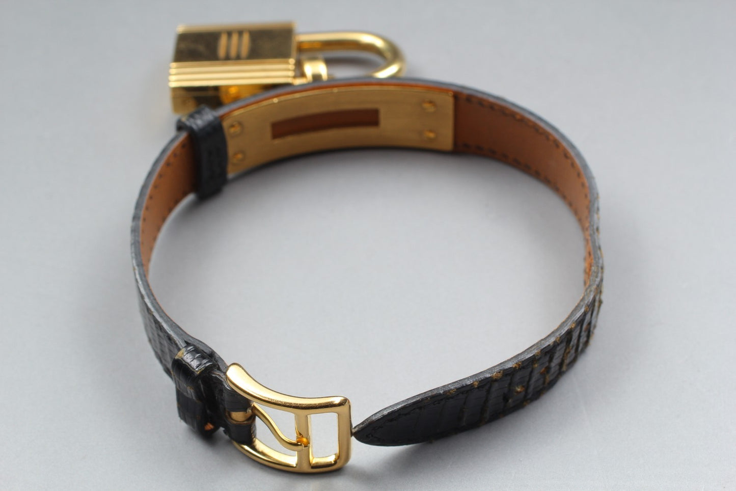 Exc+4* HERMES KE1.201 Black Dial Quartz 20mm Ladies Watch w/ Aged Strap JAPAN