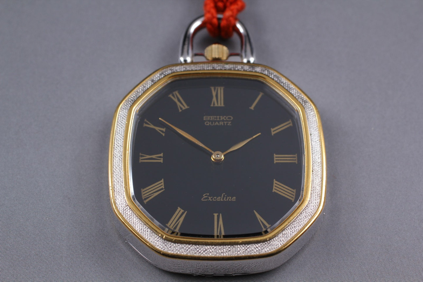 Vintage 1981 [N MINT] SEIKO Exceline 1400-7760 Black KIMONO Style Pocket Watch
