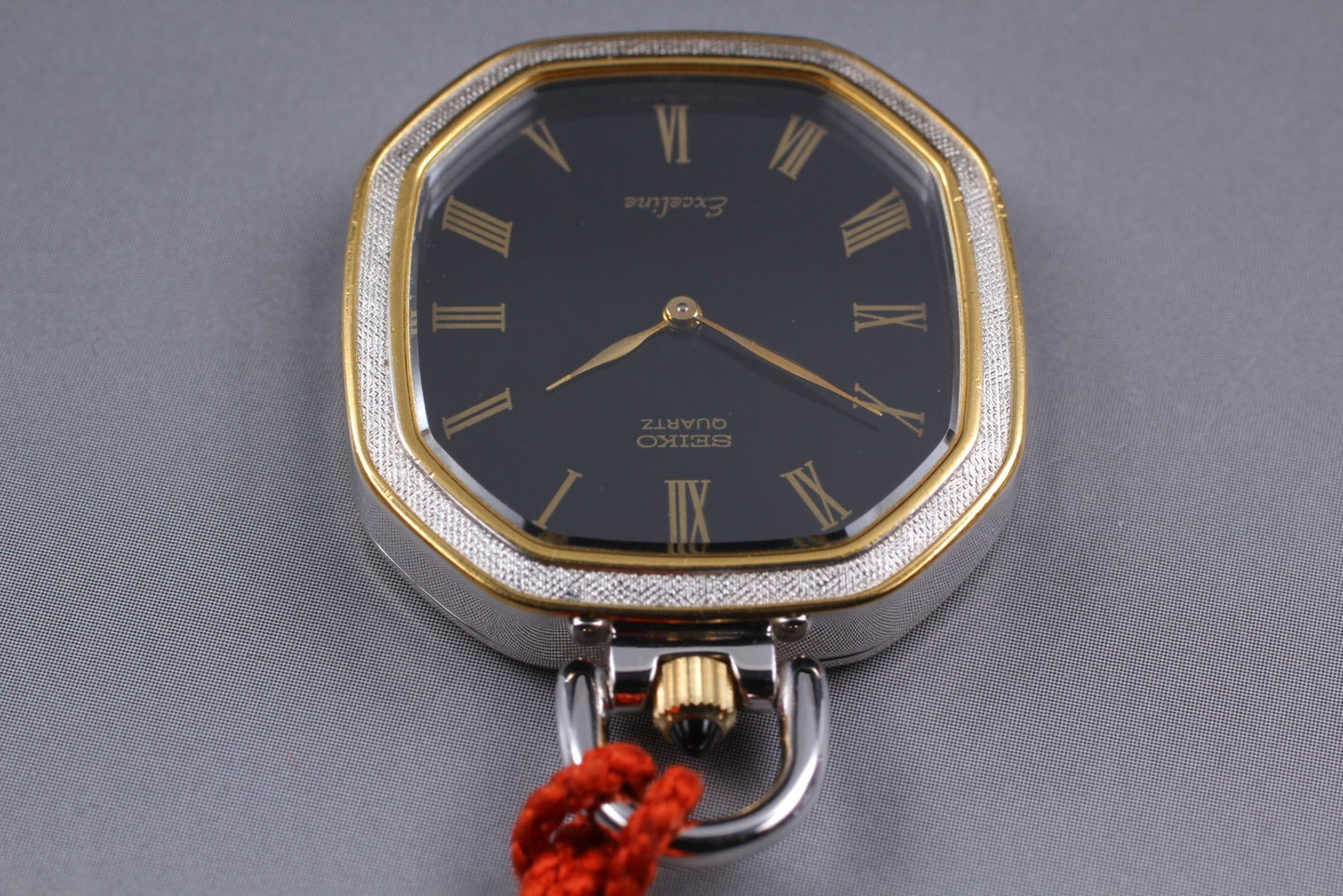 Vintage 1981 [N MINT] SEIKO Exceline 1400-7760 Black KIMONO Style Pocket Watch