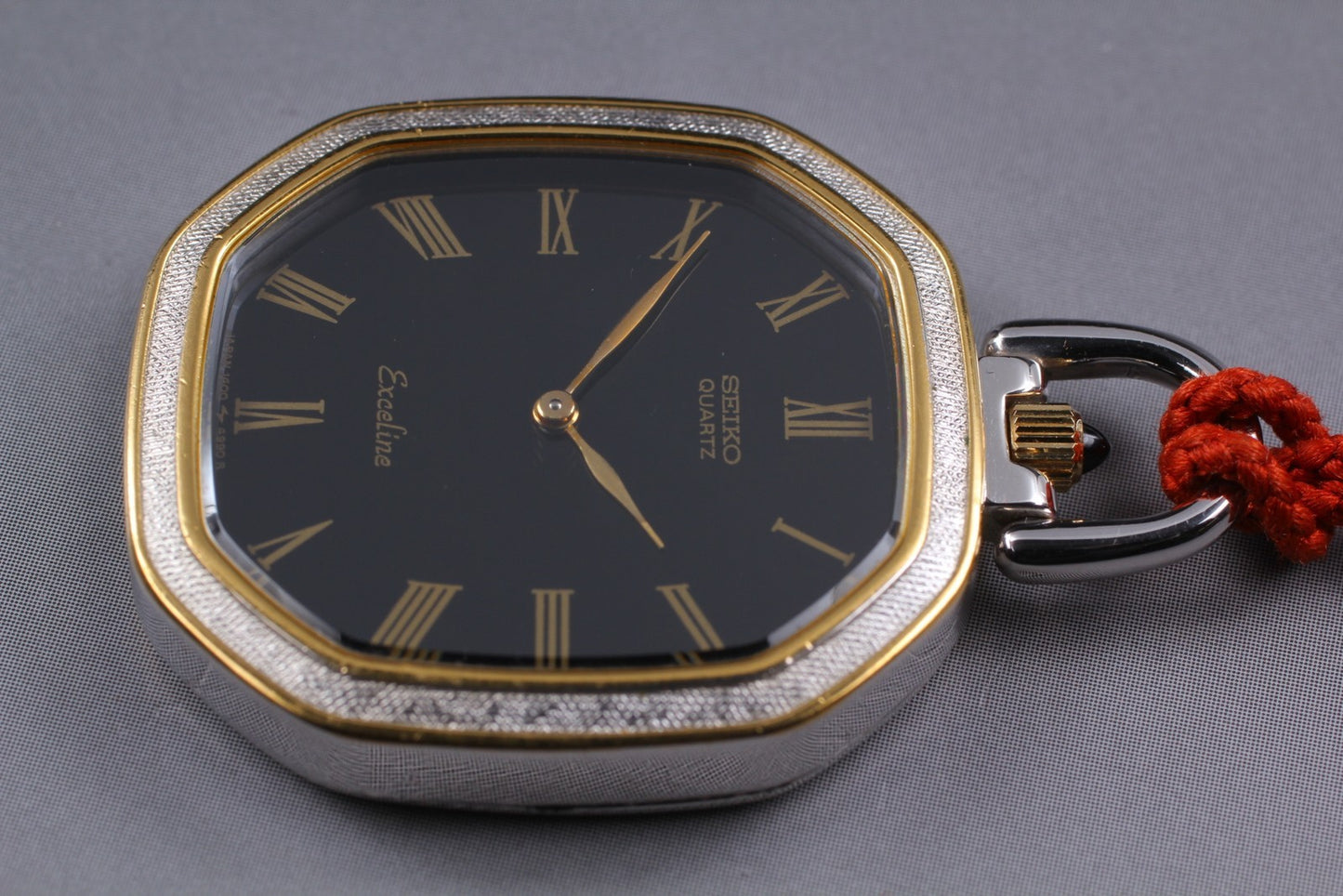 Vintage 1981 [N MINT] SEIKO Exceline 1400-7760 Black KIMONO Style Pocket Watch
