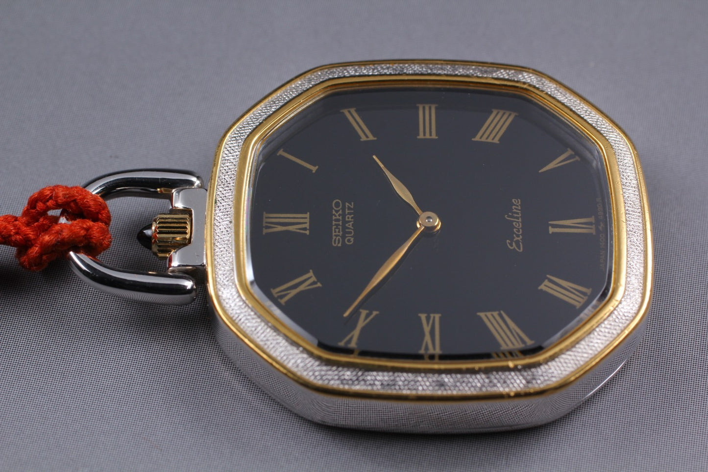 Vintage 1981 [N MINT] SEIKO Exceline 1400-7760 Black KIMONO Style Pocket Watch