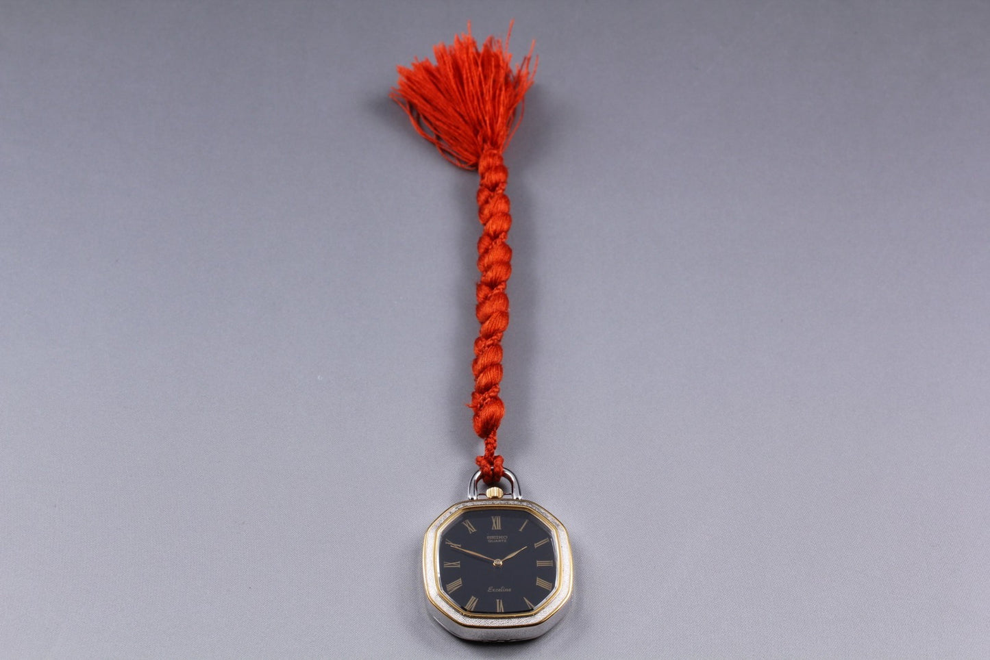 Vintage 1981 [N MINT] SEIKO Exceline 1400-7760 Black KIMONO Style Pocket Watch