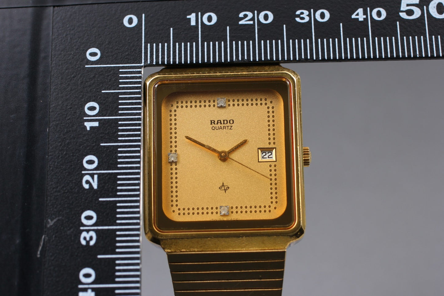 Vintage [Near MINT] RADO 129.3311.2 Gold Tank 3P Diamond Quartz 28mm Watch JAPAN