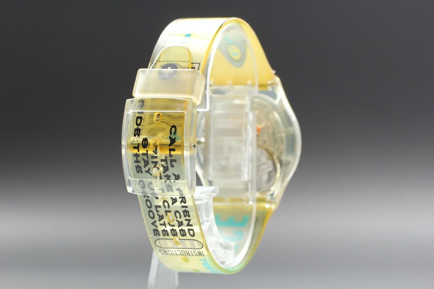 Near MINT / New Batt* Swatch Ice Dance GK201 34mm Transparent Quartz Watch JAPAN