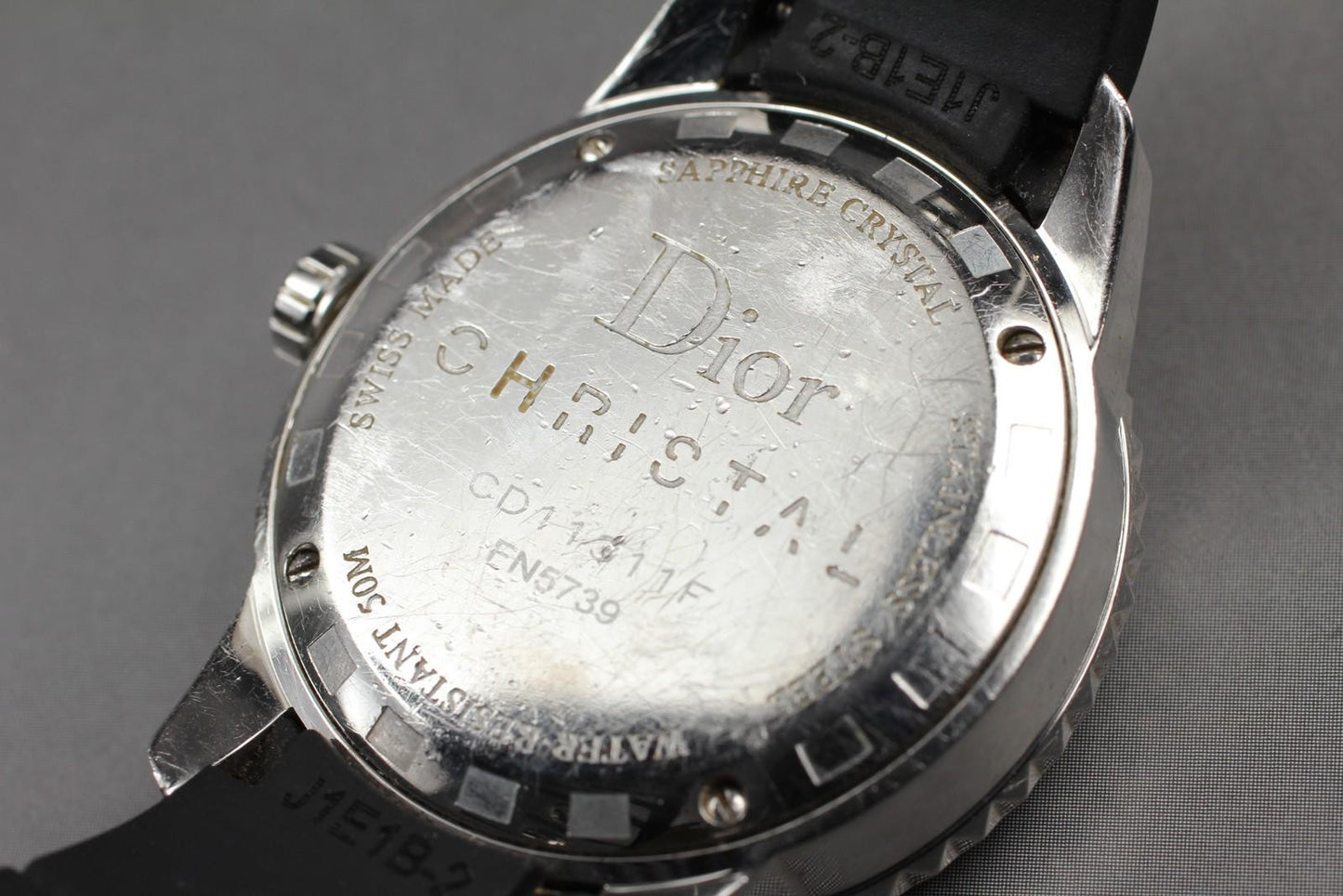 Exc+5* Christian Dior Christal CD11311F Black Ceramic Quartz Watch From JAPAN
