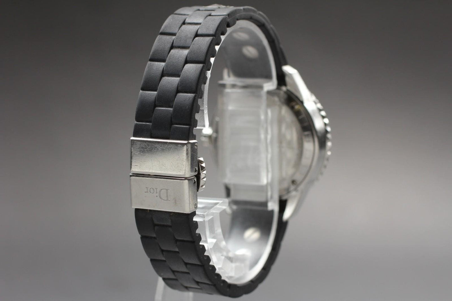 Exc+5* Christian Dior Christal CD11311F Black Ceramic Quartz Watch From JAPAN