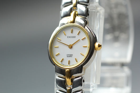 Vintage 1989 [N MINT] Citizen Exceed 4420-E40646 Two-Tone Qz Ladies Watch JAPAN