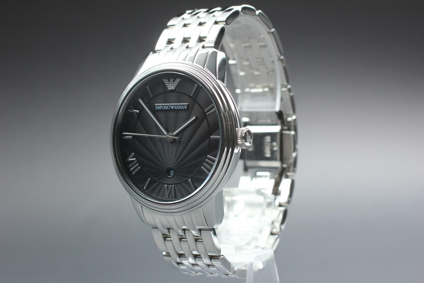 Near MINT Emporio Armani AR-1614 Black Dial Bracelet Quartz 41mm Men's Watch
