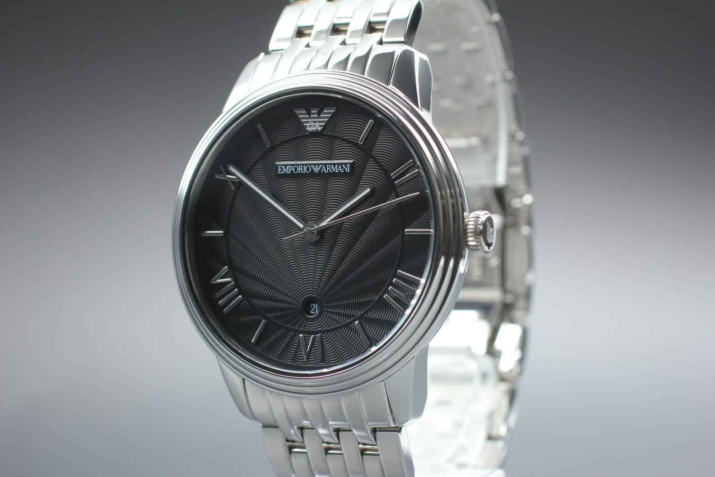 Near MINT Emporio Armani AR-1614 Black Dial Bracelet Quartz 41mm Men's Watch