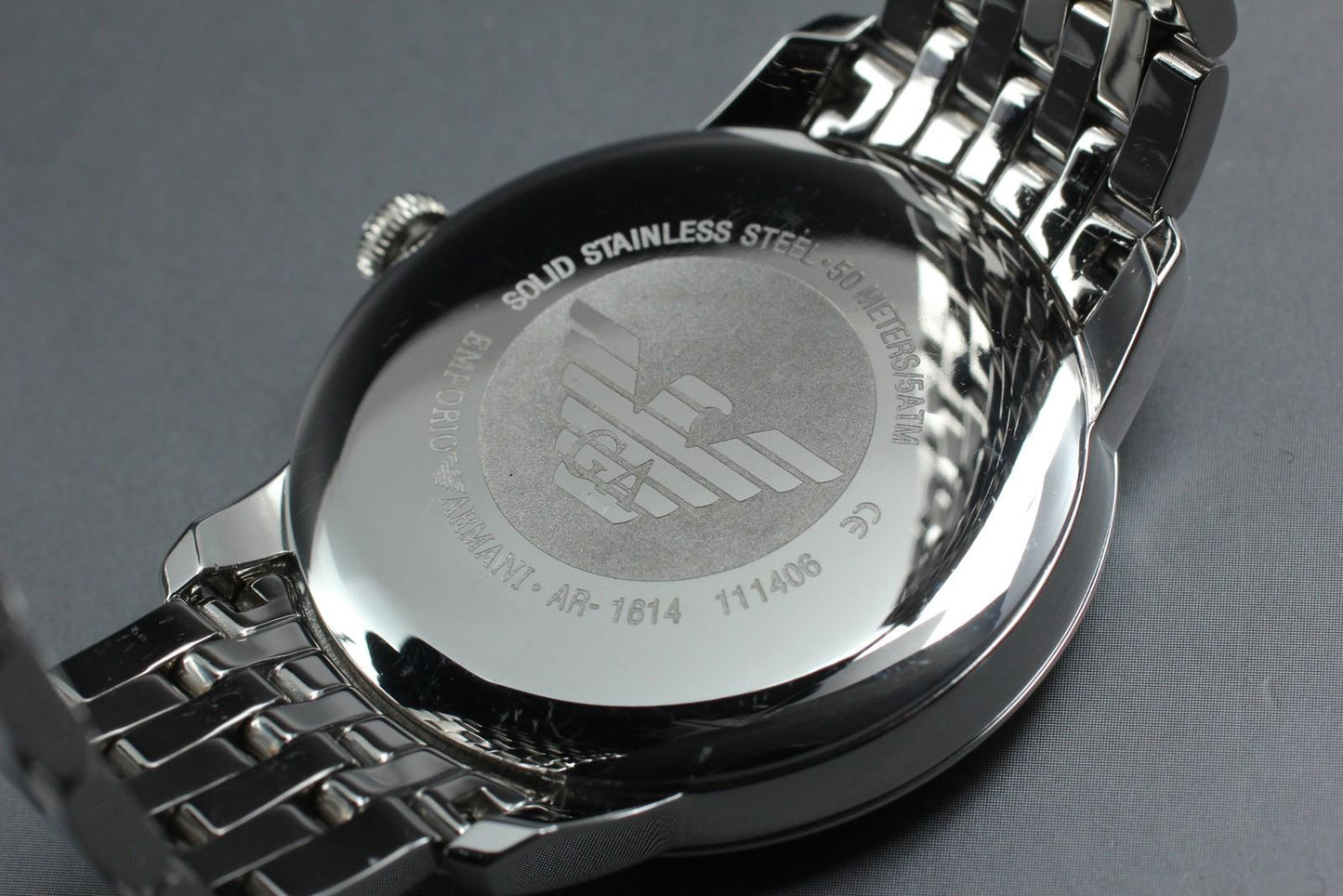 Near MINT Emporio Armani AR-1614 Black Dial Bracelet Quartz 41mm Men's Watch