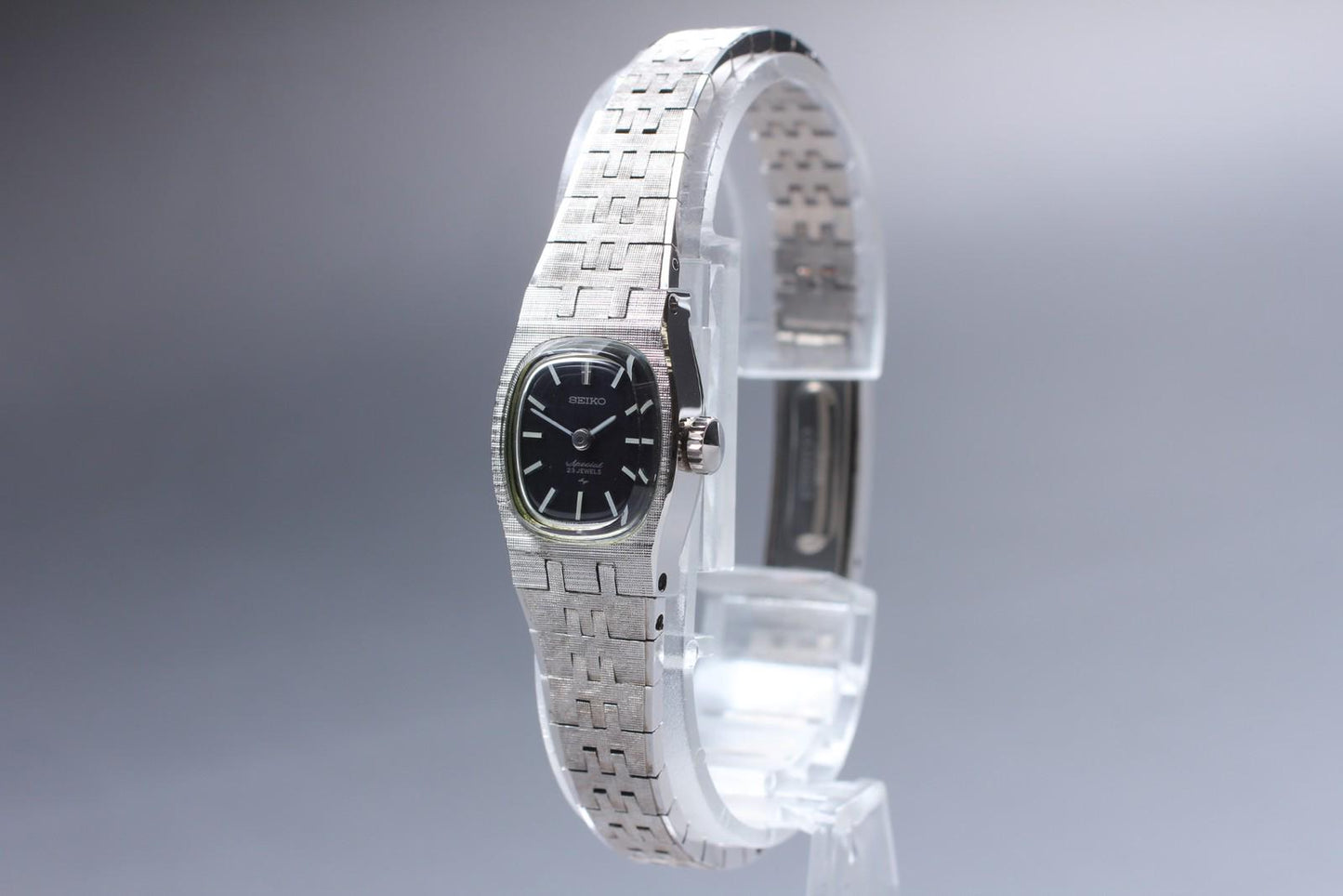 1971 [N MINT w/ Tag] Seiko Special 1140-7010 Black Bracelet Manual Ladies Watch