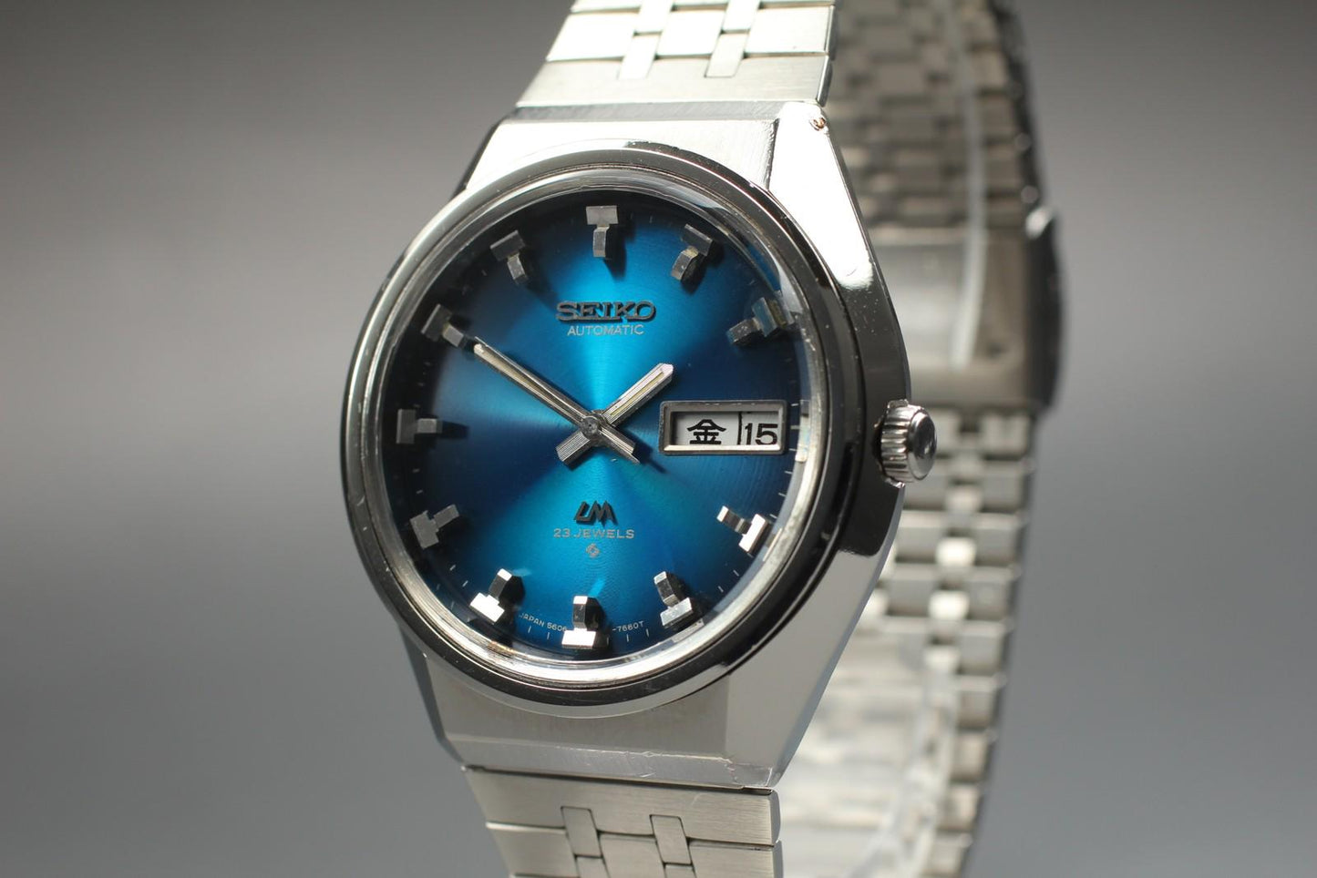 Serviced 1974 [Near MINT] SEIKO Lardmatic 5606-7320 Blue Kanji 36mm Men's Watch